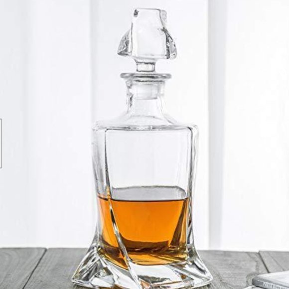 TWISTED CRYSTAL WHISKEY DECANTER LIQUOR BOTTLE - Picture 2 of 4